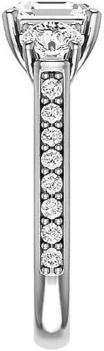 Vista 4 de Juego de anillos de compromiso de moissanita de 2 a 4 quilates enrejado para boda, plata 925, oro sólido de 10 K14 K18 K Regalos de compromiso