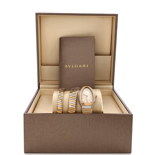 Pre-Loved Serpenti Tubogas Double Spiral Quartz Watch Stainless Steel and Rose Gold with Diamond Bezel 23, Rose Gold2