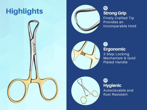 Image of Towel Clamp Backhaus Forceps Gold Plated 3.5 inch Medical Surgical Instrument ARTMAN (1)