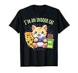 Soy un gato interior divertido juego pizza chocolate introvertido Camiseta
