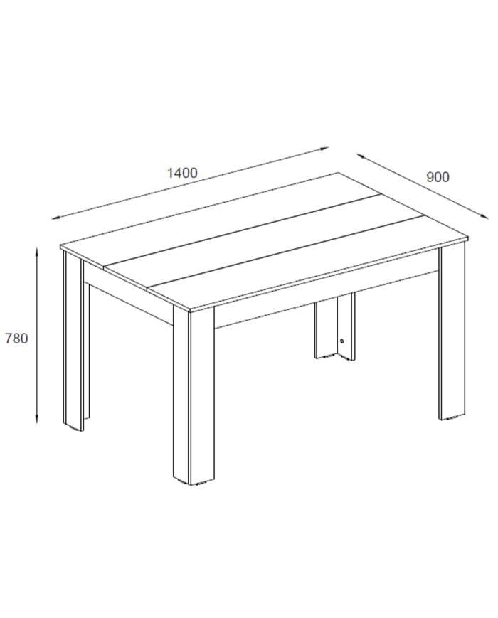 Home Heavenly®Mesa Comedor, Mesa Fija, Modelo Mirko, Acabado con Tablero en Dos Colores: 140 cm (Largo) x 90 cm (Ancho) x 78 cm (Alto) Blanco Oak Golden