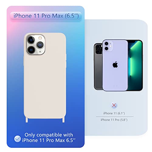 Image of Compatible with iPhone 11 Pro Max Case with Lanyard Crossbody iPhone Case with Strap Adjustable Shockproof Drop Protection Silicone Phone Cover for iPhone 11 Pro Max 6.5'' Stone