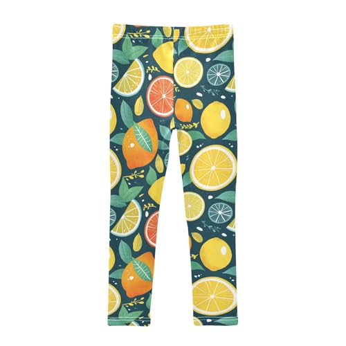Wusikd Lemons Girls' Leggings Toddler Doodles Oranges Limes Kids Yoga Pants Dance Active Tights 4T2