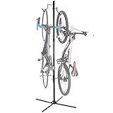 CyclingDeal 2 Bike Vertical Freestanding Rack - Fully Adjustable Gravity Storage Stand - Safe & Secure for Hanging MTB Road Bikes in Garage or Home - for Wheels Sizes up to 29'