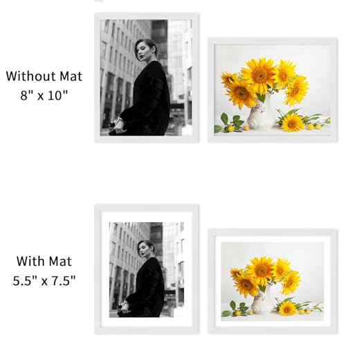 puthiac 8x10 White Oak Wood Picture Frame -8"x10" Frame Wood, 8"x10" Natural Solid Wood Poster Frames for Wall Art Photo and Prints (3 Pack, White)
