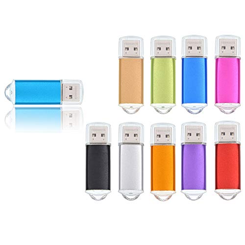 Thumb Drive 32GB USB 3.0 Flash Drives 10 Pack Memory Stick Metal 32 GB Pen Drive Bulk Jump Drives High Speed for Data Storage Pendrive 10 Assorted Colors Zip Drives by FEBNISCTE
