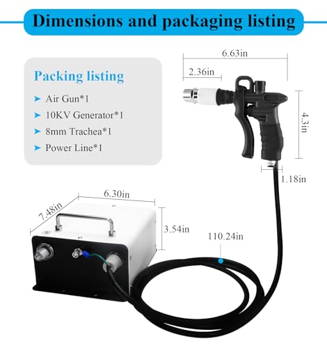 Saladulce TARA-018 Ionizing Air Gun 10Kv Antistatic Air Gun Anti Static Ionizer + High Voltage Generator thumb #5