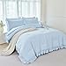 ANGIYUIN Light Blue Ruffle Girls Comforter Set Twin Size 5 Pieces Ruffled Farmhouse Bed in A Bag Solid Boho Bedding Comforter Sets Soft Fluffy Bed Sets for Kids Girl(Light Blue Twin)