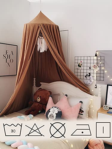 Crib Bed Canopy For Kids Girls, Round Dome Netting Mosquito Net Canopy Bed Curtain For Play Room Baby Bed Indoor Outdoor Princess Castle Hanging House Decoration (Coffee) #TOP2