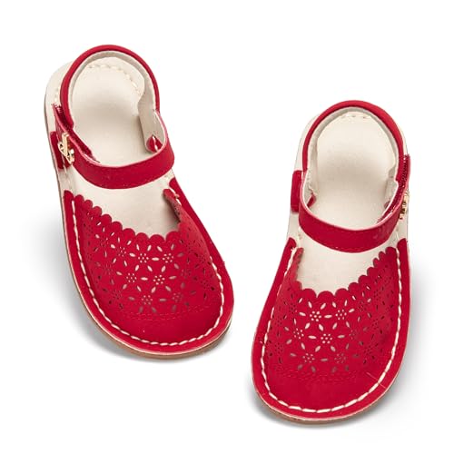 Image of THEE BRON Toddler Floral Cutout Closed Toe Sandals for Girls Breathable Summer Shoes