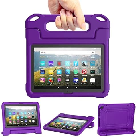 DJ&RPPQ Kids Tablet Case for 8 Tablet - Incompatible with iPad Samsung Lightweight Shockproof Case with Handle Stand for 8 in Kids Tablet-Purple Cover