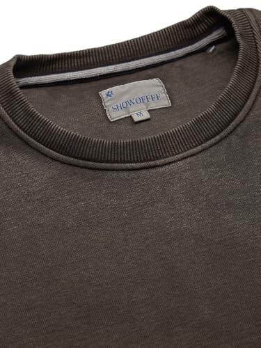 Image of SHOWOFFFF Men Solid Pullover Sweatshirt | Round Neck Full Sleeves Cotton Sweatshirt's for Mens | Slim Fit Regular Length Sweatshirts for Men's