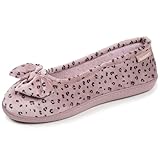 Isotoner Chaussons pantoufles Ballerines femme microvelours semelle ergonomique soutien voûte plantaire, 38 EU, léopard blush