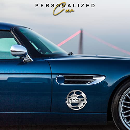 Personalized Soccer Emblem Name Letter - Sport Initial Custom Name Car Metal Logo - Customize Car Emblems Soccer Gift For Boy Men Husband Soccer Lovers, Gift For Cars, Trucks, Motobikes (Sport Style) #TOP1