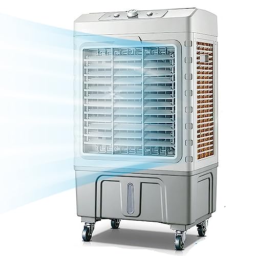 Enfriador de Aire Evaporativo Portátil, Oscilación de 120° y 3 Velocidades, para el Hogar, el Garaje y el Patio Exterior(62x40x118cm)