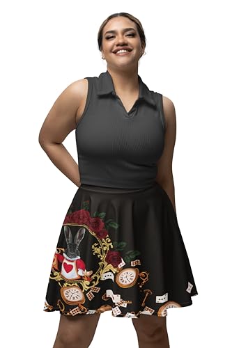 CowCow Womens Skater Skirt Skull Space Feather Rock & Roll Death Patchwork Party A-Line Skirt, XS-3XL