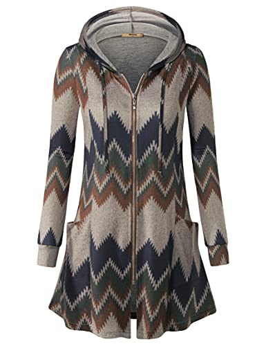 Miusey Hooded Cardigan For Women, Womens Cardigan Sweaters Long Sleeve Cardigan Sweaters Fall Cardigan Zip Up Sweatshirts Khaki Large #TOP1