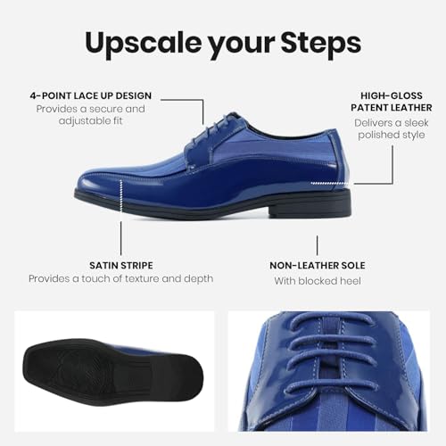 Image of Viotti 179, Casual Dress Oxford Shoes for Men, Satin Striped Lace-Ups, Men's Business Casual Leather & Satin Shoe, for All Formal Occasions