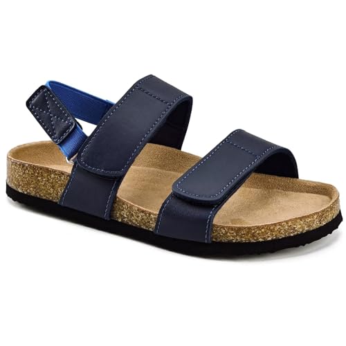 Image of Torotto Girls Boys Sandals with Cork Footbed Adjustable Straps Summer Glitter Slides Sandals Open Toes Flat for Kids Toddler