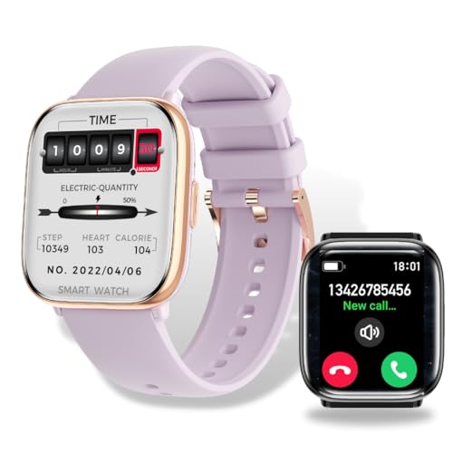 Wodimark Smart Watch for Men Women, 1.75" AMOLED Display, Fitness Watch(Answer/Make Call) with Heart Rate Sleep SpO2 Monitor,IP68 Waterproof Activity Trackers and Smartwatches for iOS Android (Purple)
