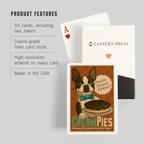 Lantern Press Boston Terrier, Baraja de 52 cartas Póker miniatura 3