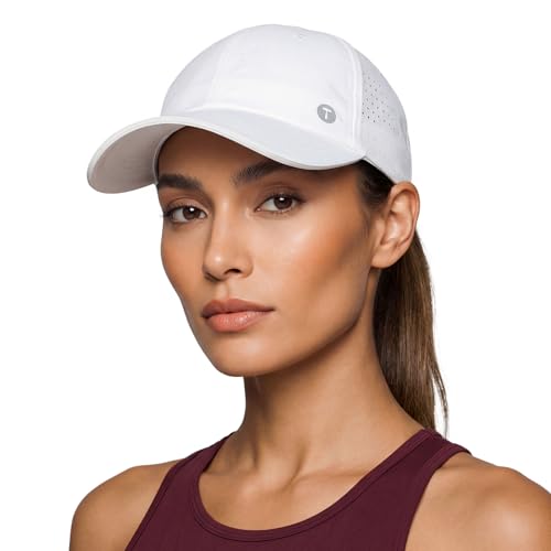 TOP-EX Womens Cooling Baseball Cap High Ponytail Hole Summer UV Protection Sun Hat for Running Golf Tennis Lightweight Foldable White M/L