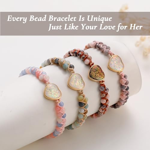 Image of Gifts for Daughter Granddaughter Christmas Gift To My Mom Grandma Wife Girlfriend Sister Jasper Heart Bracelets Birthday Anniversary Stocking Stuffers for Teens Jewelry for Women