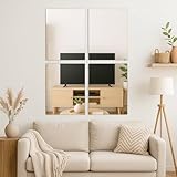 Harbour Housewares Auto-adhésif Miroirs Muraux en Verre - 30 x 40cm - 4X Grand Rectangulai...