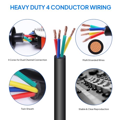 Image of 4 Wire Speakon Cables 12AWG 12FT NL4 Cable Blue & Orange | 12 Gauge 4 Conductor SpeakON Extension Cord with NL4FX Twist Lock Plug, for Church, Tour, Theater, Band, Bar, Home Audio