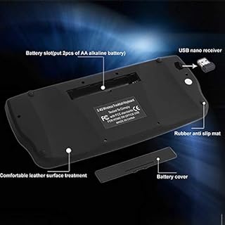 Sunydog E30 2,4 GHz Tastiera Senza Fili con Trackball Mouse Rotella di scorrimento Telecomando per Android TV Box Smart TV PC Notebook Notebook Tastiera Gaming Nero