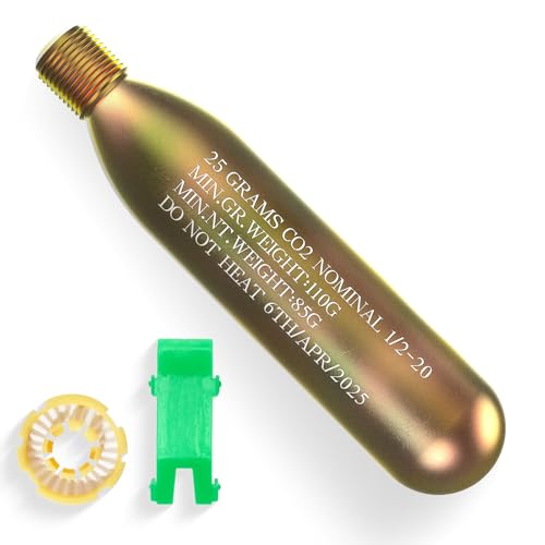 YUZIIB CO2 Cartridge for Life Vest,CO2 Cartridge Replacement for Auto/Manual Life Vests,PFD Rearming Kit,1/2-Inch Thread Refill Cylinder Compatible with Inflatable Jackets & Waist Belt,1PCS