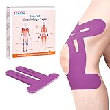 IEADEN Precut Kinesiology Tape for Knees, 20 Pcs - Knee Support & Stability, Knee Pain Relief Athletic Tape - Waterproof & Elastic, Breathable Hypoallergenic Latex-Free Tape, Purple