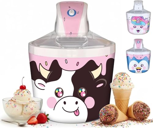 Image of Cow Electric Ice Cream Maker Machine for Kids - Countertop Soft Serve | A fun kids ice cream maker machine for homemade soft serve, sorbet, gelato & frozen yogurt. 1.2 qt small easy to use & clean