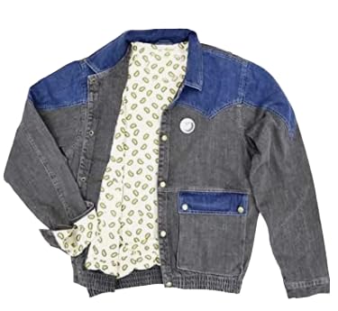 Back To Future Marty-McFly Grey Denim Jacket Mens-Retro Vintage Mcfly Jean Jacket