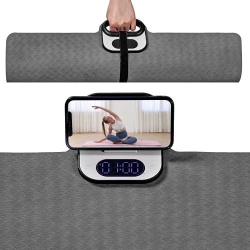 CHABAEBAE Smart Yoga Mat for Women, Yoga Mat for Men Exercise Mats | Non Slip Yoga Mat With Built-in Workout Timer, Phone/ Tablet Stand | Workout Mat Pilates Mat, 72" L 24" W 6mm Thick Yoga Mat With Strap & Bag