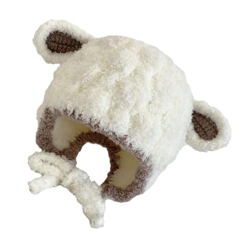WOFASHPURET 1Pc Plush Hat Thicken Ear Caps for Lovely Soft Warm Ear Protection Hat Simple for Ages Months to Years Head Circumference White