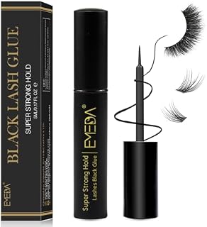EMEDA Czarny Klej do sztucznych rzęs Super Strong Hold, Klej do rzęs bez lateksu Wodoodporny klej do rzęs w pasku kleju do rzęs Klej do rzęs Lashes odpowiedni do wrażliwych oczu lash glue 5ml 0.17oz