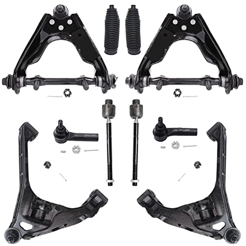 Image of Detroit Axle - 4WD Front End Control Arms Kit for 00-04 Dodge Dakota, 00-03 Durango, Upper Lower Control Arms w /Ball Joint Tie Rods Boots + Bellows Replacement - 10pc Set
