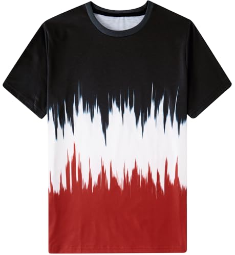 RAISEVERN Boys Shirt Size 6-8 Years 3D Short Sleeve Novelty Graphic-Print Shirts Summer Black Red White Tees Tops for Kids Outfits