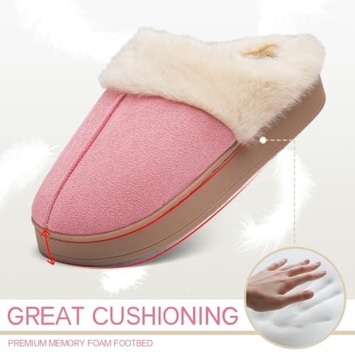 Women's Fuzzy Memory Foam Slippers Comfy Winter Soft Slip On House Slippers Bedroom Shoes with Warm Plush Lining and Indoor Outdoor Soles3