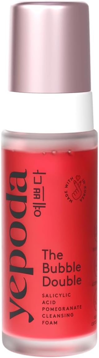 Yepoda The Bubble Double, Gently Exfoliating Cleansing Foam, Deeply Cleanses Pores & Prevents Impurities, Vegan Korean Face Cleanser for All Skin Types, 4.22 FL. OZ. (120 ml)