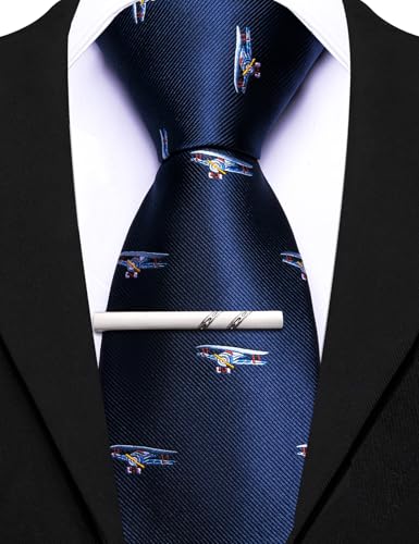Image of Barry.Wang Silk Ties for Men Fun Necktie and Tie Clip Set for Wedding Party Business Formal Extra Long