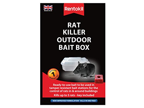 Rentokil REN0375 Rat Killer Outdoor Bait Box, Black, 11 x 17 x 27 cm