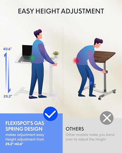 Image of FLEXISPOT Adjustable Height C-Shaped End Table with Single-Side Tilting Top, Mobile Side Table for Sofa & Bedside, Slides Under Furniture, Hidden Wheels for Small Spaces, 27.6 inch W x 15.7 inch D, White
