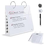 Desktop Glass Dry Erase & Acrylic Aesthetic Desk Calendar Weekly to-do List Combo, Small Magnetic Standing Whiteboard, Desk Flip Easel Calendar with Accessories for Home Office Supply, White, 9 x 7''