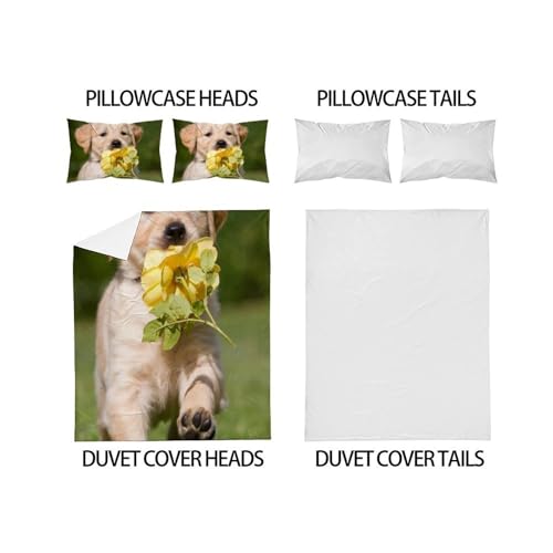Housse de couette animaux imprimé 3D chiots taies d'oreiller lit King 220x240 - 4