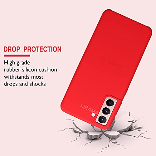 Image of LIRAMARK Liquid Silicone Soft Back Cover Case for Samsung Galaxy S21 Plus (Red)