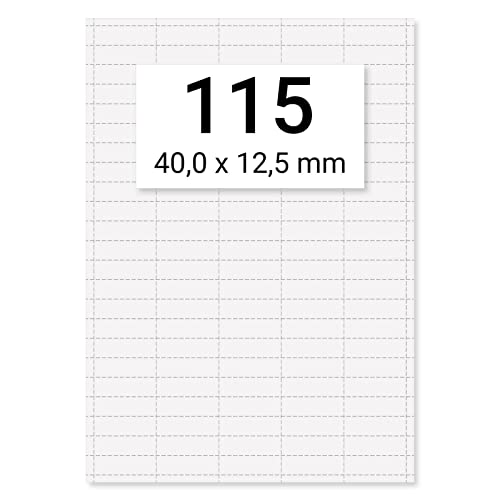 1150 x Karteo® Einlegepapier Einstecketiketten Einleger 160g/m² weiß hochwertiges perforiertes Papier 40 x 12,5 mm auf 10 Stk. DIN A4 Bögen zum Selbstbedrucken speziell für Schlüsselschilder