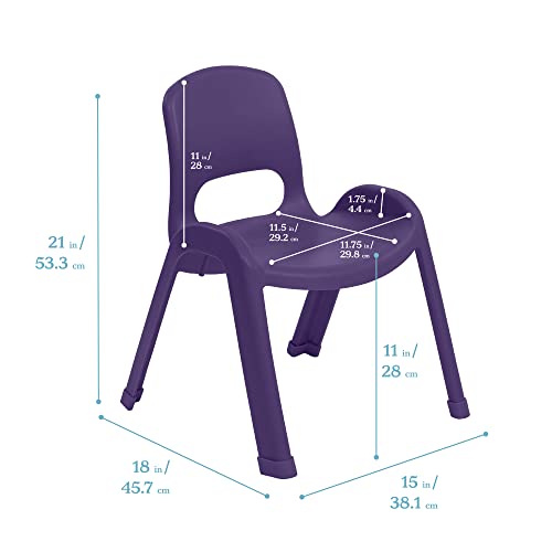 Image of ECR4Kids Plastic Stackable SitRight Chair, 11in, Classroom Furniture, Eggplant, 4-Pack