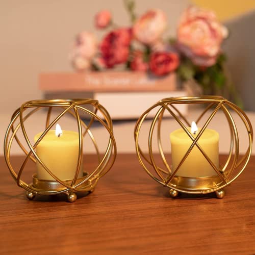 Qingbei Rina Kerzenständer, 2er Set Teelichthalter Gold Metall, Deko Whnzimmer für Windlicht, Tischdeko Windlichter, Kerzenhalter Stabkerze, Luxuriös Kerzen Deko für Valentinstag,Weihnachten,Hochzeit Cover